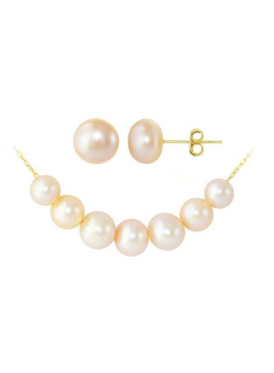 Buy 3-Piece 10 Karat Gold Pearl Jewellery Set in UAE