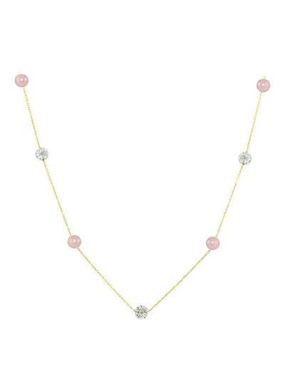 Buy 18 Karat Gold Crystal Balls And Pearls Necklace in UAE