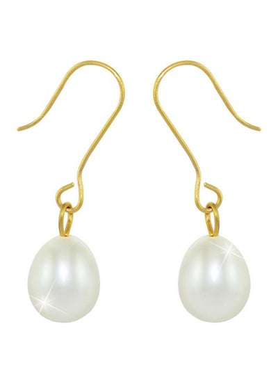 Buy 18 Karat Gold Pearl Studded Drop Earrings in UAE