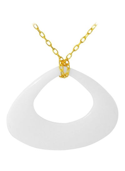 Buy 18 Karat Yellow Gold Mother Of Pearl Circle Necklace in UAE