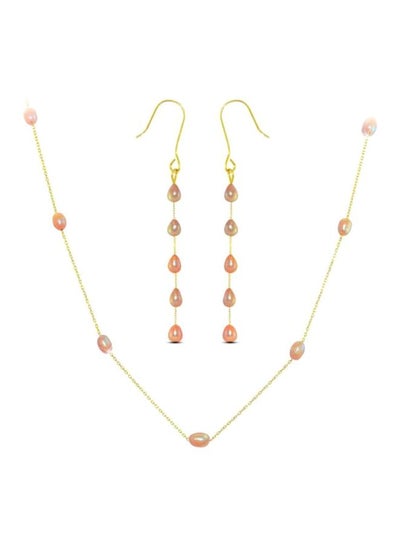 Buy 3-Piece 10 Karat Gold Pearls Jewellery Set in UAE