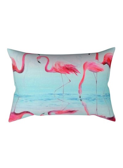 Buy Flamingo Patterned Pillow Cover Blue/Pink 30x50cm in Saudi Arabia