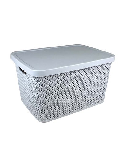 Buy Long-Lasting Light Weight Stylish Compact And Space Saving Easily Cleanable Diamond Design Storage Box With Lid Grey 28 x 38.5 x 22cm in UAE