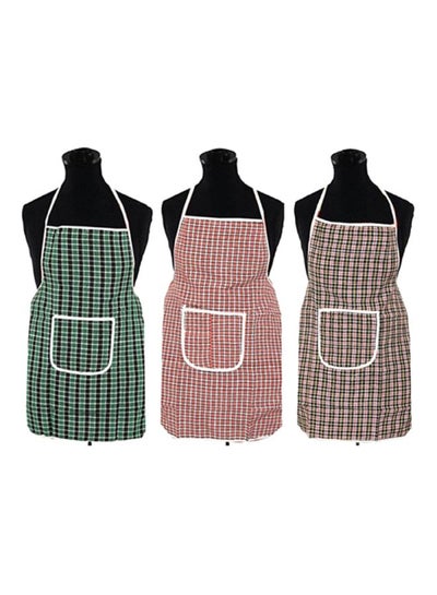 Buy 3-Piece Cotton Apron Set Red/Green/Brown XL in Egypt