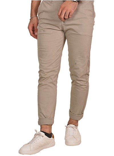 Buy Casual Solid Chino Pant Beige in Egypt