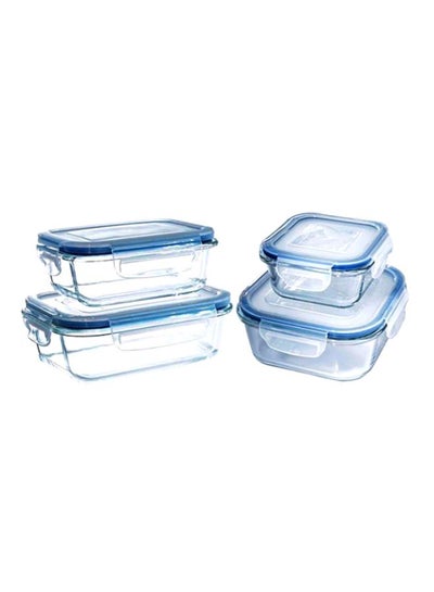 Buy 4-Piece Microwave Glass Storage Containers With Lid Assorted Colour 1x Big Square Container 13.5x13.5x5.5,1x Small Square Container 12x12x5.5, 1x Big Rectangle Container 16x12x5.5, 1 x Small Rectangle Container 13.5x10.5x5.5cm in UAE