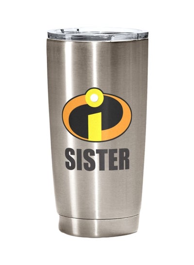 Buy Stainless Steel Travel Tumbler With Acrylic Lid Silver/Black/Yellow 20ounce in UAE