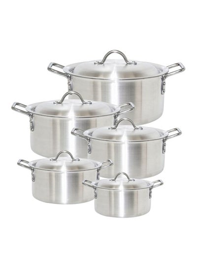 Buy 10-Piece Aluminium Cookware Set Silver 28cm in Saudi Arabia