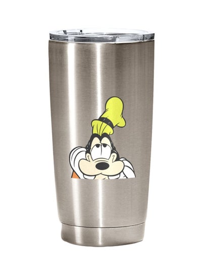 Buy Stainless Steel Travel Tumbler With Acrylic Lid Silver/White/Yellow 20ounce in UAE