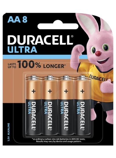 Buy Ultra Type AA Alkaline Batteries, pack of 8 Multicolour in Saudi Arabia