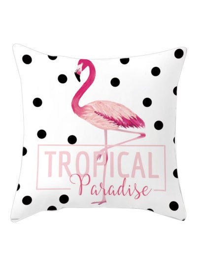 Buy Tropical Paradise Printed Cushion Cover White/Pink/Black 45x45cm in Saudi Arabia