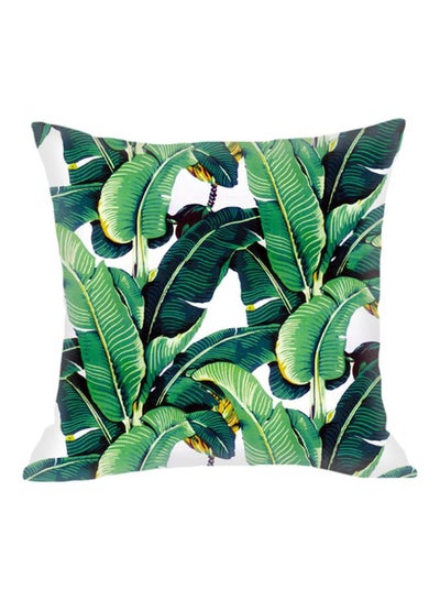 Buy Leaves Printed Decorative Pillow Green/White 45x45cm in UAE