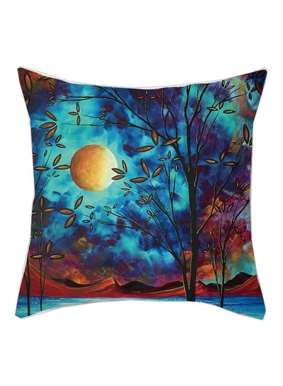 Buy Tree Printed Cushion Cover Blue/Red/Brown 45x45cm in Saudi Arabia