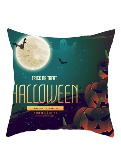 Buy Halloween Printed Cushion Cover Blue/Beige/Brown 45x45cm in Saudi Arabia