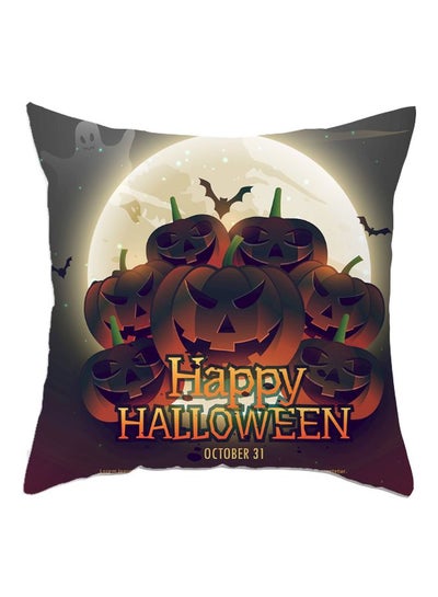 Buy Halloween Printed Cushion Cover Grey/Beige/Brown 45x45cm in Saudi Arabia