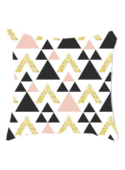 Buy Geometric Pattern Cushion Cover White/Black/Pink 45x45cm in UAE