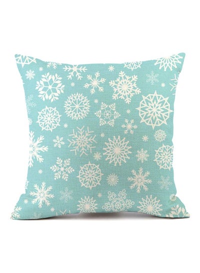 Buy Snow Printed Cushion Cover Blue/White 45x45cm in Saudi Arabia