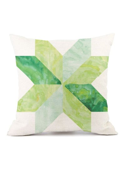 Buy Geometric Pattern Cushion Cover White/Green in UAE