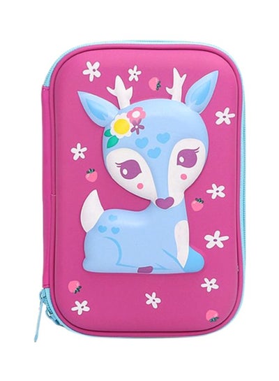 Buy Deer Printed Pencil Case Pink/Blue in Saudi Arabia