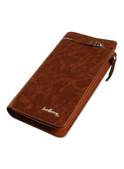 Buy Zippered Leather Wallet Brown in UAE