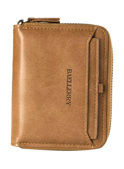 Buy Synthetic Vintage Style Vertical Wallet Light Brown in Saudi Arabia