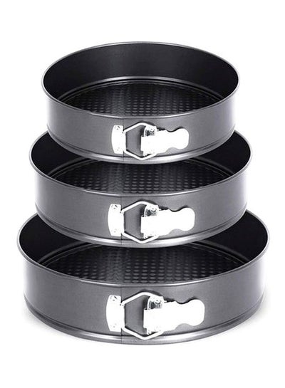 Buy 3-Piece Cake Mould Set Black/Silver 26cm in Saudi Arabia