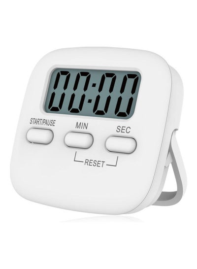 Buy Portable Digital Kitchen Timer Magnetic Cooking Countdown Alarm With LCD Screen Stand White 6.5cm in Saudi Arabia