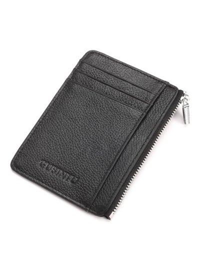 Buy Zipper Detail Leather Wallet Black in Saudi Arabia