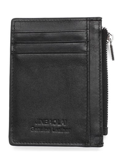 Buy Zipper Detail Leather Wallet Black in Saudi Arabia