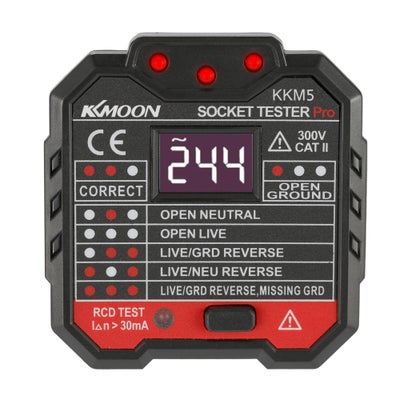 Buy Digital Display Socket Detector Black 7.50 X 7.30 X 7.40cm in Saudi Arabia