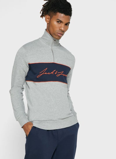 Buy Hikari Half Zip Regular Fit Sweatshirt Grey in UAE