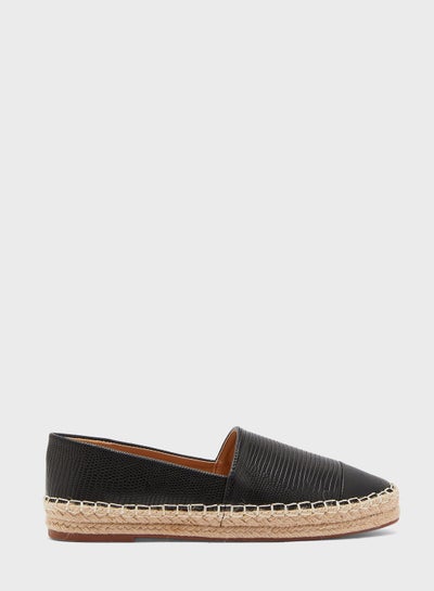 Buy Textured Contrast Flat Espadrille Black in UAE