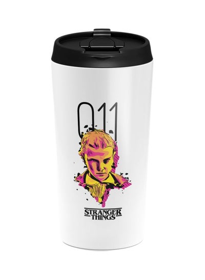 Buy Be Eleven Stranger Things Printed Tumbler With Acrylic Lid White/Yellow/Pink in Egypt