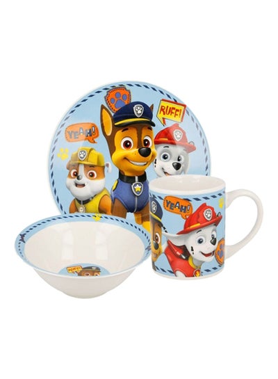 Buy 3-Piece Paw Patrol Printed Snack Set Blue/Yellow/White 1 x Plate (19), 1 x Bowl(17.5)cm in UAE