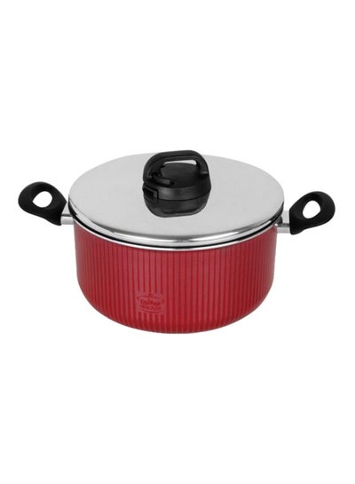 Buy Stew Pot With Lid Red/Silver/Black 20centimeter in Saudi Arabia