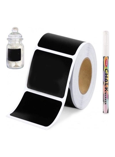 Buy 180-Piece Chalkboard Labels, White Marker Pantry And Storage Stickers For Jars Black/White in UAE