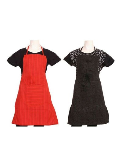 Buy 2-Piece Printed Apron Red/Black Free Size in Egypt