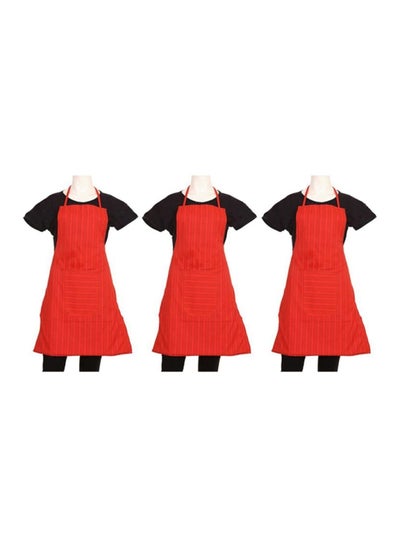 Buy 3-Piece Cotton Apron Set Red One Size in Egypt