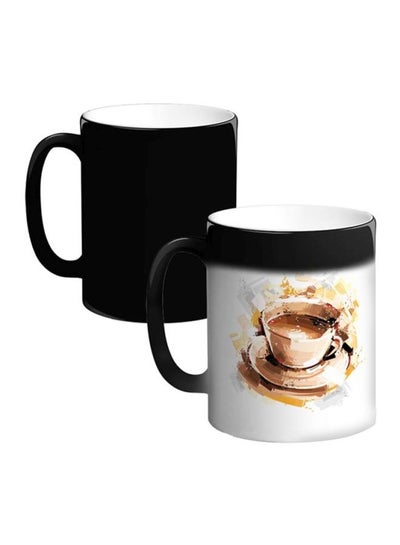 Buy Printed Ceramic Magic Coffee Mug Black/White/Brown in Egypt