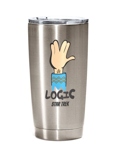 Buy Logic Spock Star Trek Printed Tumbler With Lid Silver/Blue/Black 20ounce in UAE