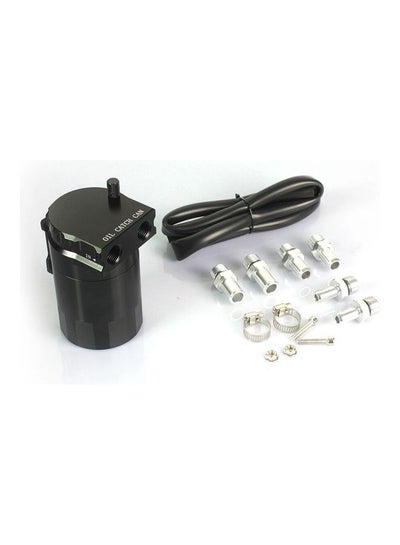 Buy Aluminum Engine Black Baffled Oil Catch Can Tank Reservoir Breather With Fittings Solid in Saudi Arabia