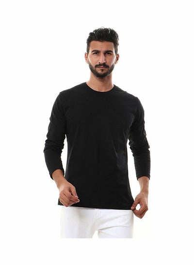 Buy Solid Round Neck Long Sleeve t-shirt Black in Egypt