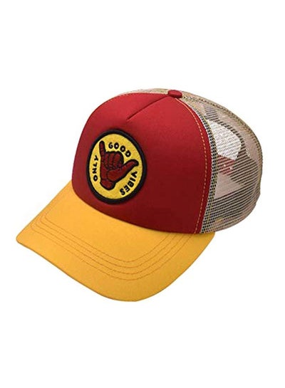 Buy Only Good Vibes Embroidered Cap Red/Yellow in UAE