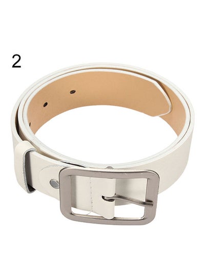 Buy Men's Stylish Casual Waistband PU Leather Pin Buckle Waist Strap Business Belt White in UAE