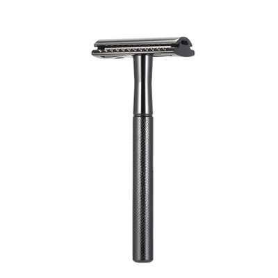 Long Handle Double Edge Safety Razor - Butterfly Open Razor with 10 Japanese Stainless Steel Double Edge Safety Razor Blades