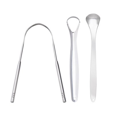 Buy 3 Piece Stainless Steel Oral Tongue Cleaner Silver 15 x 3 x 4.9cm in Saudi Arabia