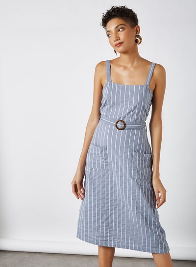 Buy Striped Midi Dress Blue / White in Egypt