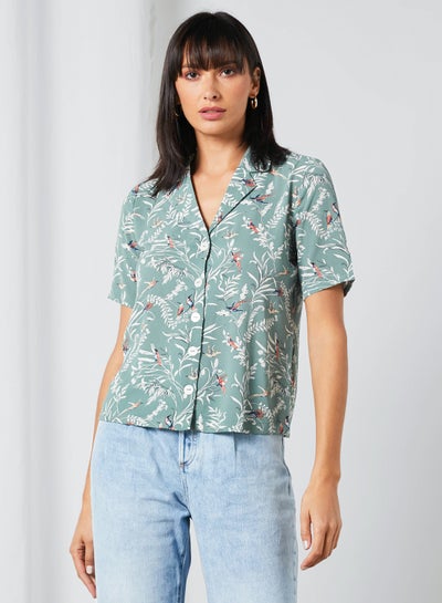 اشتري Printed Camp Shirt Green في مصر