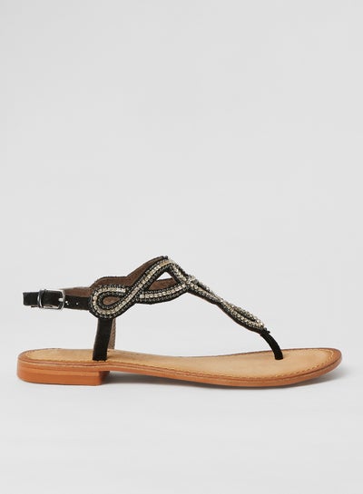 Buy Liv Leather Sandals Black in Saudi Arabia