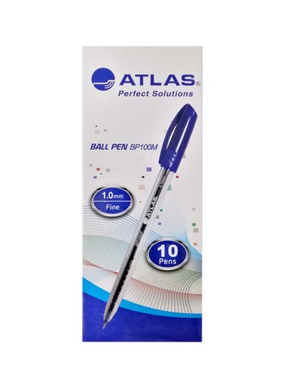 Buy 10-Piece Fine 1.0mm BallPoint pen Blue in Saudi Arabia